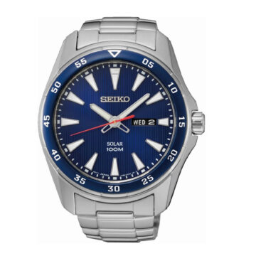 Seiko Solar Day-Date Cadran Bleu